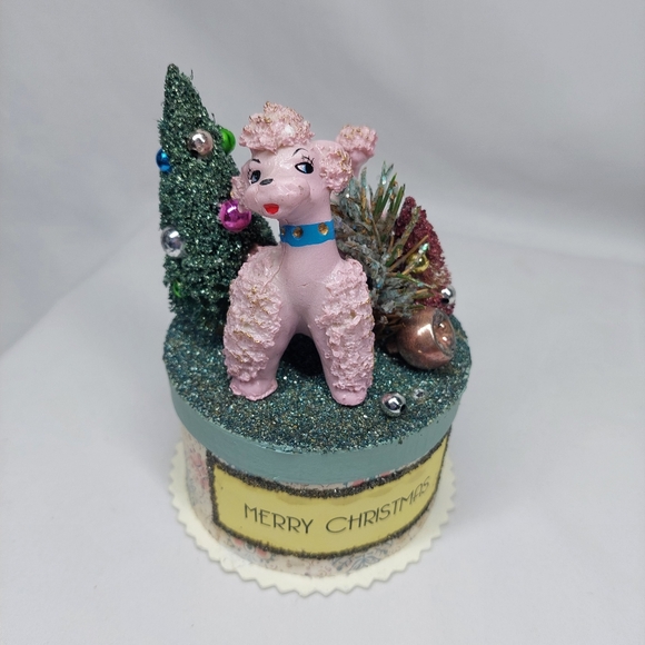 Pink Poodle Retro Trinket Gift Box Merry Christmas Holiday 50's Style - Picture 7 of 9